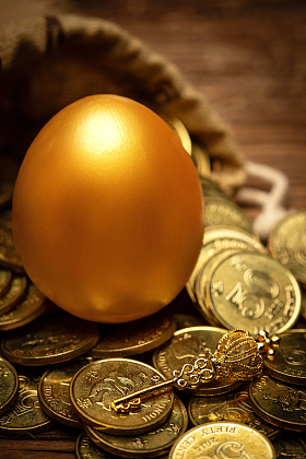 袋子里的金蛋金币金钥匙照片
