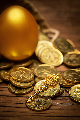袋子里的金蛋金币金钥匙图片