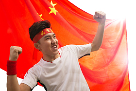 兴奋的球迷庆祝获胜