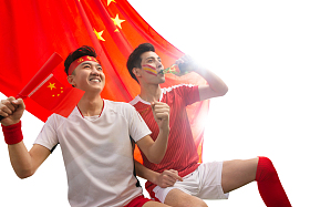 兴奋的球迷欢呼庆祝获胜